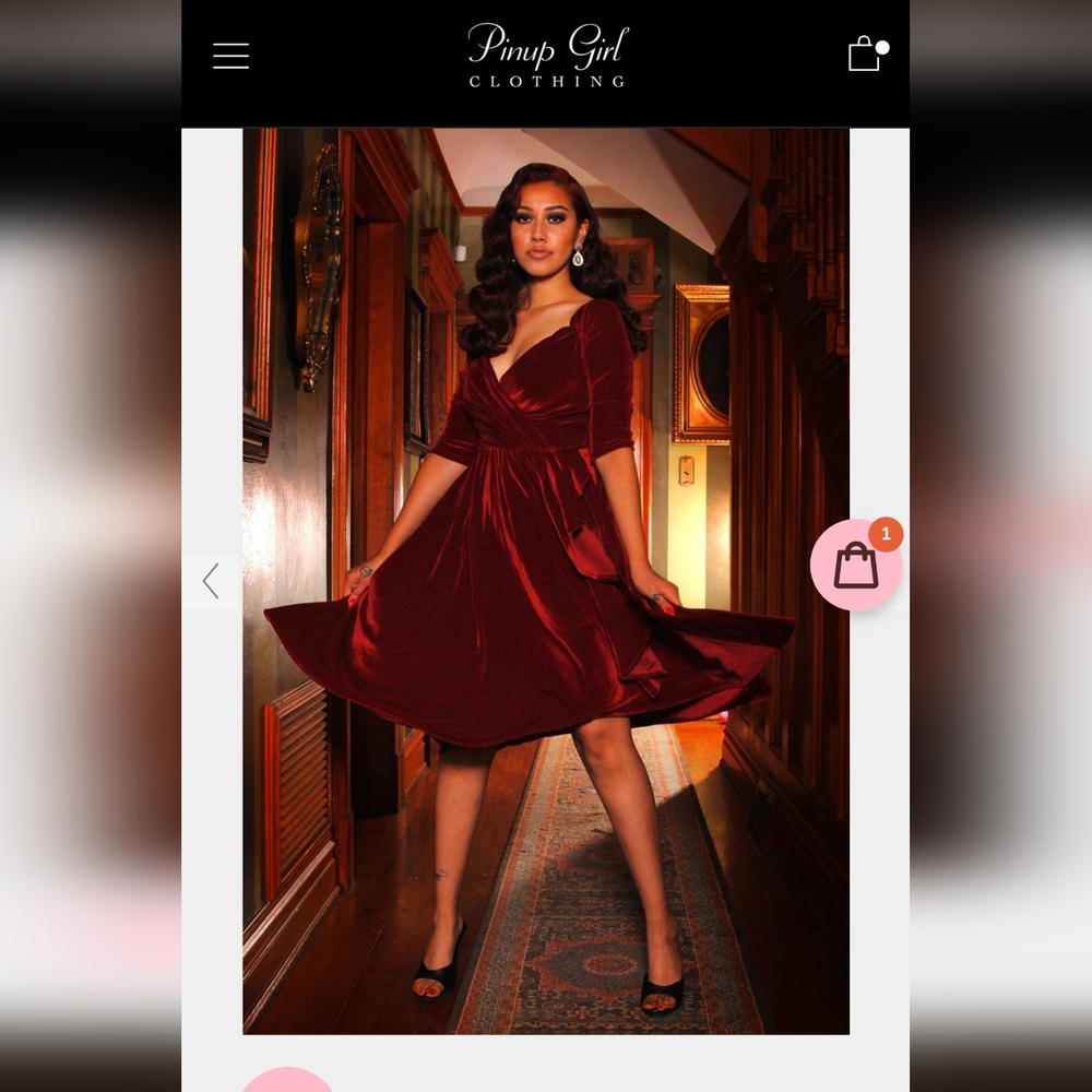 MONICA SWING DRESS IN CRANBERRY VELVET | LAURA BYRNES from Pin Up Girl Clothing